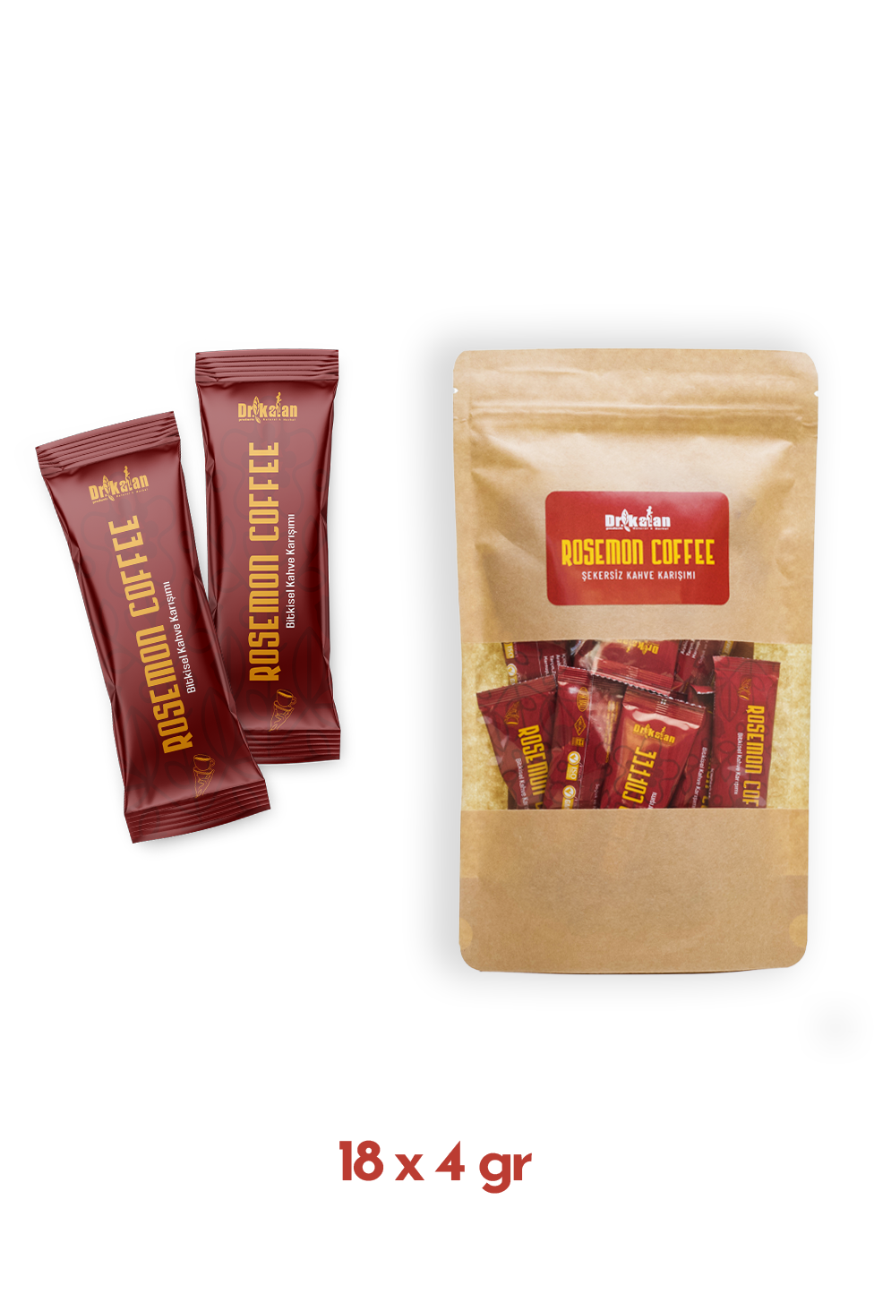 Dr Kalan Rosemon Coffee (Safranlı Şekersiz Kahve Karışımı) (18 x 4 gr)